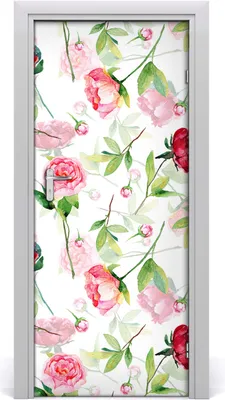 Produktbild von Tulup Türaufkleber 85x205 cm Dekorative Aufkleber Selbstklebend Wasserdichte Tapete Abnehmbar Schlafzimmer Wohnzimmer Wohnkultur - Rosen und Pfingstrosen