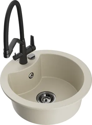 Produktbild von Mexen Diego 1-Becken-Granitspüle mit Mischbatterie Duo, Beige - 6512-69-671701-70-B