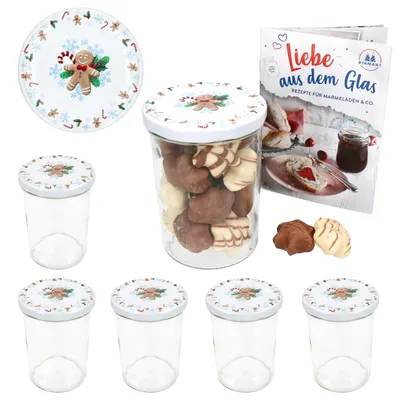 Image de lot de 6 bocaux 435ml + couvercle TO 82 Candyman bleu glacé + carnet