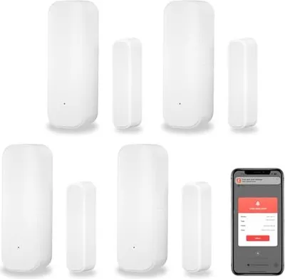 Produktbild von Tuya Smart Door/Fenstersensor, drahtloses Fenster Echtzeitalarm, kompatibler Alexa Google Assistant, Sicherheitstür, Open-Kontakt-Sensorgeschäft