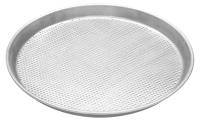 Produktbild von Pizzablech aus Aluminium mit 3 mm Lochung, oberer Durchmesser 320 mm