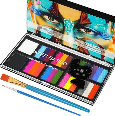 Produktbild von Kinderschminke, 10 Farben Gesichtsfarbe Kinderschminke Set Mädchen, Waschbar Face Paint Bodypaint Schminke Kinder, Make Up Theaterschminke für Halloween Fasching Karneval