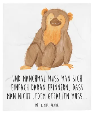 Produktbild von Mr. & Mrs. Panda Winterdecke Affe - Weiß - Geschenk, Sofaüberwurf, Bettdecke, Motivation, Affen, Afrika, Selfcare, Kuschelige Decke, Respekt, Kuscheldecke, Liebe