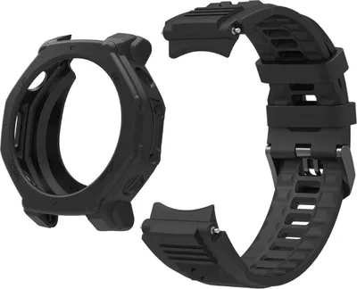 Zdjęcie produktu dla INF Silikonowy pasek do zegarka i etui kompatybilne z Amazfit T-Rex 3 Pro - Wiele kolorów Czarny