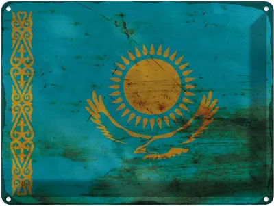 Produktbild von vianmo Blechschild 30x40 cm Kasachstan Kazakhstan Flagge Fahne Wappen