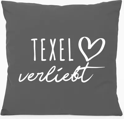 Produktbild von Huuraa Kissen Texel verliebt 40x40cm mit Füllung Steel Grey Baumwolle Dekokissen Geschenkidee