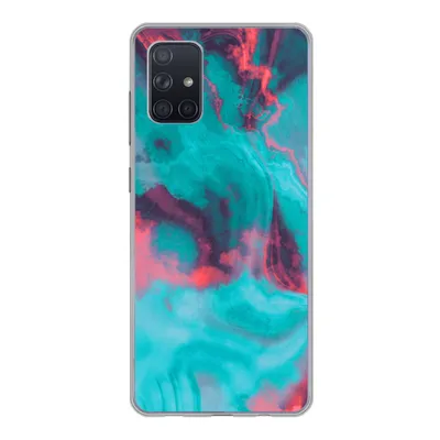 Produktbild von MuchoWow® Handyhülle Schutzhülle Hülle für Samsung Galaxy A51 5G Abstrakt - Neon - Rosa - Blau Silikon Softcase Handy Hülle - Abbildung - Geburtstag Teenager