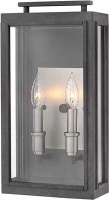 Produktbild von Wandlampe außen Aluminium Glas H: 43,1 cm IP44 Zink Antik Nickel Antik E14 2-flammig eckig Vintage Design