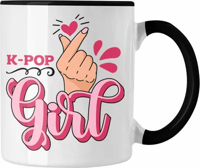 Produktbild von Trendation - K-Pop Girl Tasse Geschenkidee für K-Pop Fans Asiatische Musik (Schwarz)