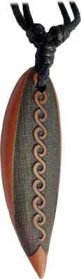 Produktbild von viva-adorno Halskette Surfbrett Holzanhänger graviert Baumwollband Surfer Kette Länge verstellbar HK30g, D2 Tribal Wellen