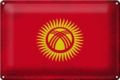 Produktbild von Blechschild Flagge Kirgisistan 30x20cm Kyrgyzstan Vintage