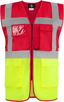 Immagine prodotto di Gilet di sicurezza multifunzionale Korntex KXCMF | Comfort Executive Hamburg - Colore: Rosso/Giallo - Taglia: 3XL