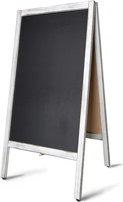 Immagine prodotto di Lavagna ferma-clienti con cornice in legno 2 colori e dimensioni bifacciale e antivento Bianco 51x5,5x101,5 cm