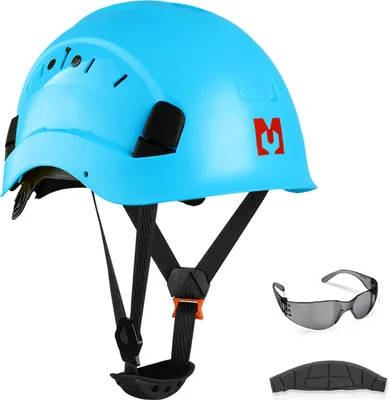 Produktbild von Mustbau Sicherheitshelm-Set - Schutzhelm mit Schutzbrille, Verstellbarer Kopfriemen von 53 bis 63 cm