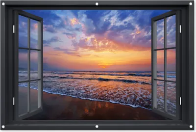 Produktbild von MuchoWow® 120x80 cm Outdoor-Poster Gartendeko Sichtschutz Garten Poster für den Garten  Aussicht - Meer - Strand
