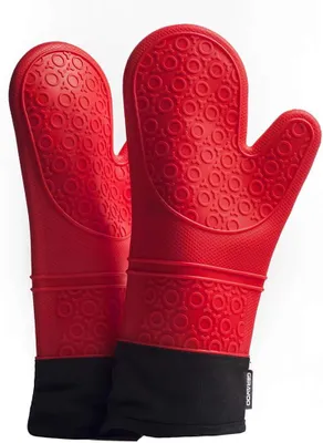 Imagen del producto de Guantes de horno resistentes al calor, 2 unidades, extra largos (36 cm), con silicona antideslizante, para la cocina