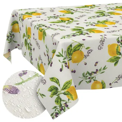 Immagine prodotto di Omgoods - Tovaglia lavabile a motivi di limone, 160 x 100 cm, adatta per interni ed esterni