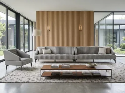Productafbeelding van Ziernähte 3-Sitzer-Sofa Sessel grau elegant funktional ergonomisch, AI-gegenereerde afbeelding