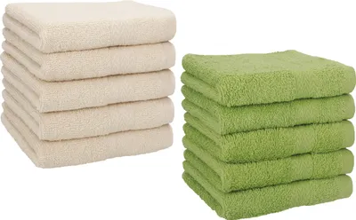 Produktbild von Betz 10 Stück Seiftücher 30x30 cm PREMIUM 100% Baumwolle Farbe: sand und avocadogrün