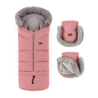 Produktbild von PETITE&MARS Set: Winterfußsack Arctic 4in1 + Handschuhe Furry für Kinderwagen, Farbe: Old Rose