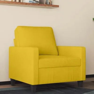 Produktbild von Gelber Samtsessel mit 60 cm Sitzbreite, stabilem Metallgestell und modernem Design für Wohnzimmer und Leseecken