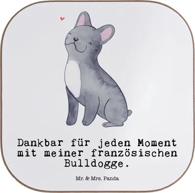 Produktbild von Mr. & Mrs. Panda Untersetzer für Gläser Französische Bulldogge Moment - Weiß - Geschenk, Tassenuntersetzer, Tischuntersetzer, Coaster, gläseruntersetzer