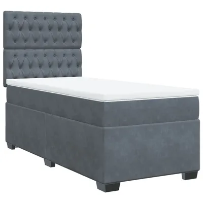 Produktbild von Boxspringbett mit Matratze Dunkelgrau 100x200 cm Samt
