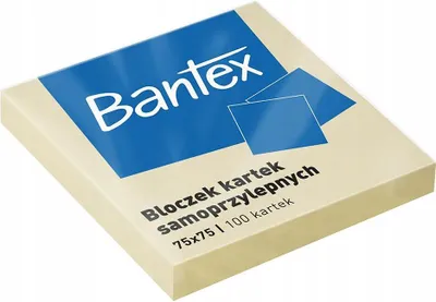 Zdjęcie produktu dla Bloczek Kartek Samoprzylepnych BANTEX 75x75mm Żółte x 100 szt.