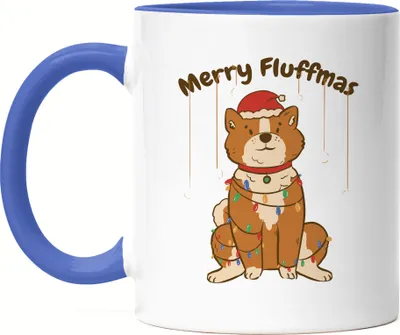Produktbild von Merry Fluffmas Tasse Blau Lustiger Hund Hundefreunde Hundeliebhaber Hundebesitzer Weihnachten Geschenkidee