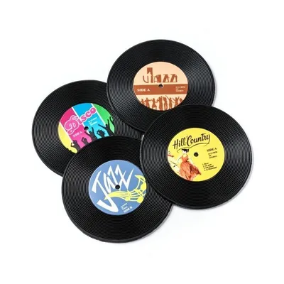 Obrázok produktu pre Retro vinylové podložky pod hrnčeky - sada 4 kusov