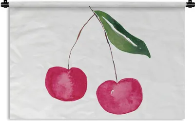 Produktbild von MuchoWow® Wandteppich Wandbehang Kirschen - Aquarell - Weiß 90x60 cm Tapisserie Dekoration Wandtuch - Wandskulpturen - Bildteppich