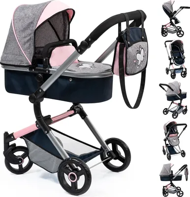 Produktbild von Bayer Design 18427AA Kombi-Puppenwagen Neo Vario mit Tasche, wandelbar als Jogger, verstellbarer Griff, schwenkbare Vorderräder, blau, grau
