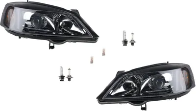 Zdjęcie produktu dla Johns, reflektory ksenonowe pasujące do Opel Astra G Black 98-04 zestaw żarówek Li Re