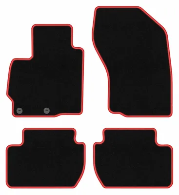 Image de Tapis de sol en moquette pour Peugeot 4007 2007-2012 (crossover) – jeu 4 pièces, noir/rouge, sur mesure – Wielganizator CARLUX