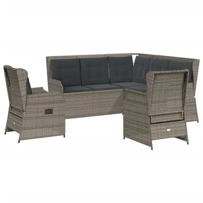 Immagine prodotto di vidaXL Set da salotto da giardino 5 pezzi con cuscini in polirattan grigio