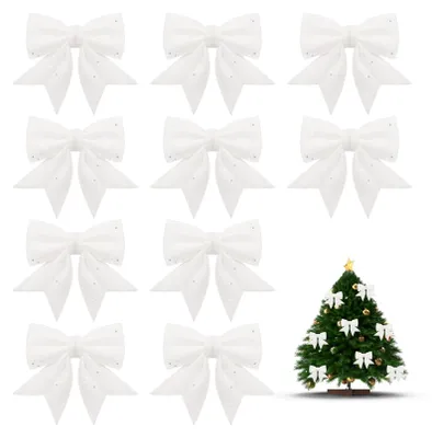 10er-Pack weiße Weihnachtsschleifen, multifunktional, 10 Stück