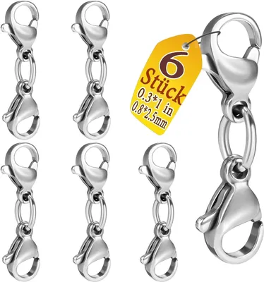 Produktbild von kettenverschlus Doppelöffnung Karabinerverschluss Armbandverbinder Extender Halsketten Verkürzer Verschluss Verlängerung Lobster Buckle für DIY Schmuck Armbänder Halsketten-Silber