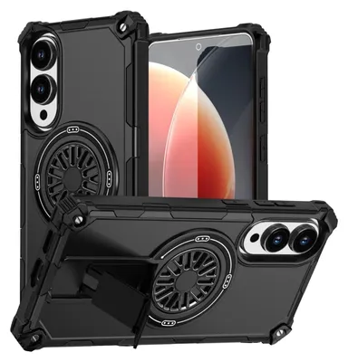 Immagine prodotto di Per Samsung Galaxy S25 Edge Kickstand MagSafe Hybrid Metal Ring Case Nero