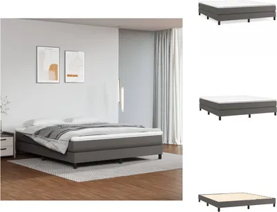 Produktbild von vidaXL Boxspringbett Grau 180x200 cm Kunstleder -  Betten & Bettgestelle