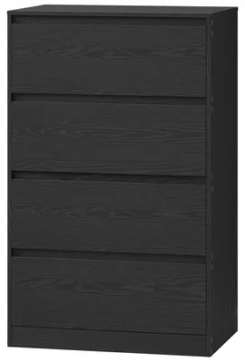 Zdjęcie produktu dla Komoda z 4 szufladami | Czarna | 60x40x97,4 cm
