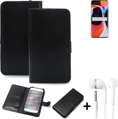 Produktbild von K-S-Trade Wallet Case Handyhülle kompatibel mit Xiaomi Mi 10 Schutzhülle Flip cover Flipstyle Tasche Hülle Flipcover Slim Bumper schwarz + in ear