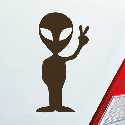 Produktbild von Auto Aufkleber Alien Außerirdischer All Comic Motorrad 12x7 cm Braun Sticker Heckscheibenaufkleber
