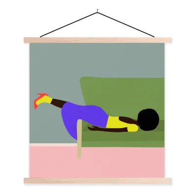 Produktbild von MuchoWow® Textilposter Frau - Minimalismus - Design 40x40 cm mit holzfarbenen Rahmen - Posterleiste