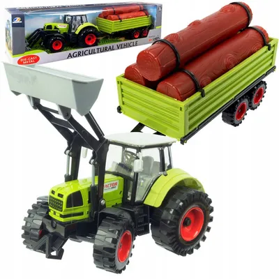 Obrázek produktu pro Qulki, velký kovový traktor s přívěsem, dětská hračka
