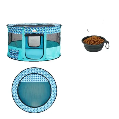 Obrázok produktu pre Prenosné ihrisko pre domáce zvieratá, skladacia konštrukcia, vodotesný prístrešok, 44 x 44 palcov