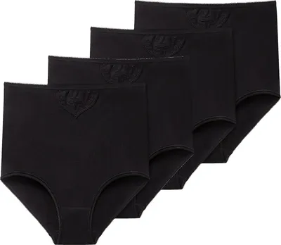 Produktbild von Schiesser Damen Maxislip 4-Pack Baumwolle Essentials - schwarz - Größe 48