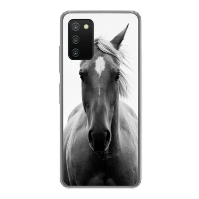 Produktbild von MuchoWow® Handyhülle Schutzhülle Hülle für Samsung Galaxy A03s Pferd - Schwarz - Weiß - Porträt Silikon Softcase Handy Hülle - Schutz