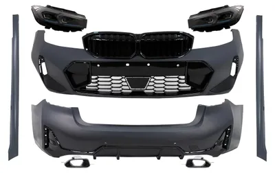 Imagen del producto de Kit de carrocería para BMW Serie 3 G20 (sedán), modelos 18-22, que transforma el aspecto a la versión actualizada (LCI), incluyendo parachoques y faros.