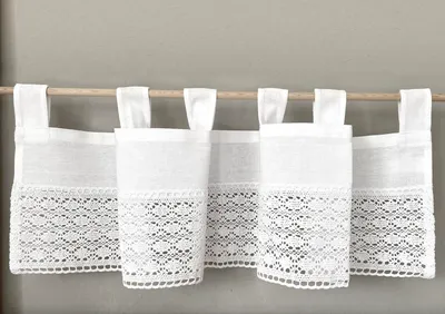 Produktbild von heimtexland ® Häkelspitze Bistrogardine Baumwolle Weiß Häkelborte Landhaus Scheibengardine Typ793 Gardine 30 x 120 cm