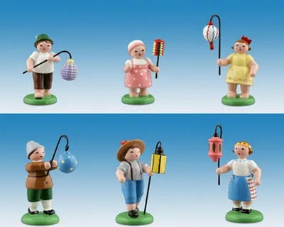 Zdjęcie produktu dla Figurki drewniane Lampionkinder 6 sztuk stojące kolorowe wysokość 6,5 cm NOWE
